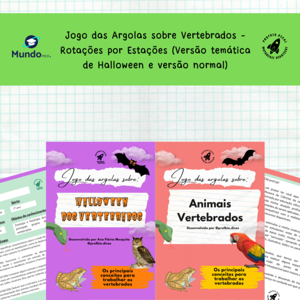 Jogo das Argolas sobre Vertebrados – Rotações por Estações (Versão temática de Halloween e versão normal)