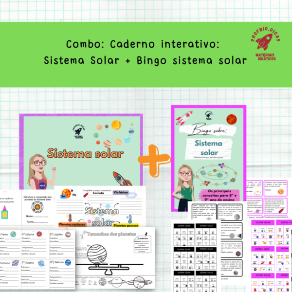 Combo: Caderno interativo + bingo do Sistema Solar