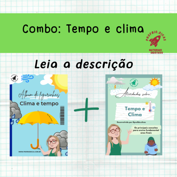 Combo- Tempo e clima - caderno interativo e álbum de figurinhas . (Leia descrição)
