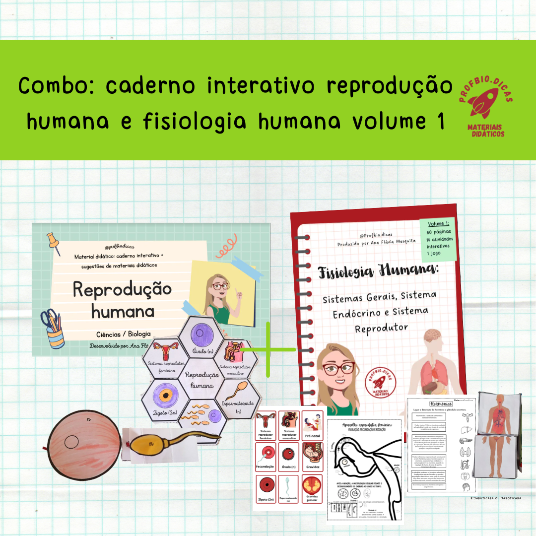 Combo caderno interativo reprodução humana e fisiologia humana volume 1