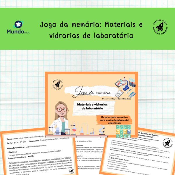 Jogo da memória - Vidrarias e materiais de laboratórios. (Leia descrição)
