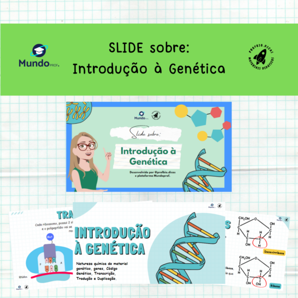 Slide de genética:  Genética, Bases nitrogenadas, Nucleotídeos, Código Genético, Transcrição, Tradução, DNA, RNA.