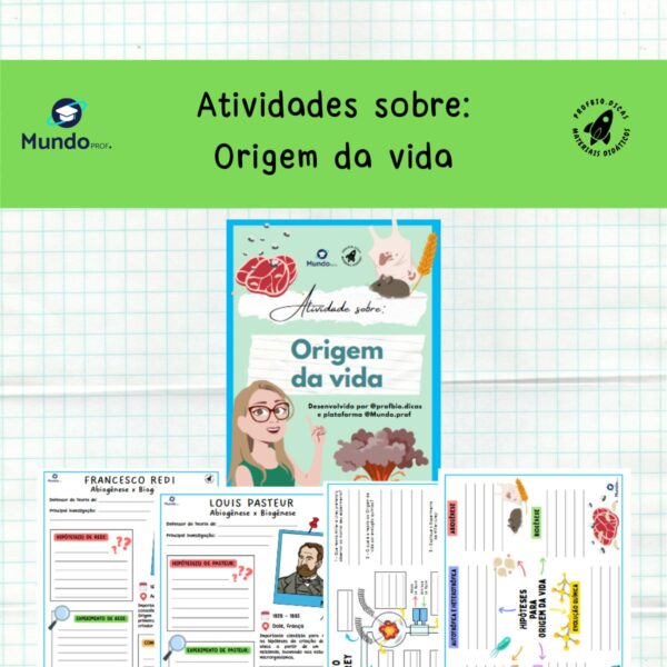 Origem da vida - Hipóteses para origem da vida, Pasteur, Redi, Needham-Spallanzani, Oparin e Haldane, Miller-Urey.
