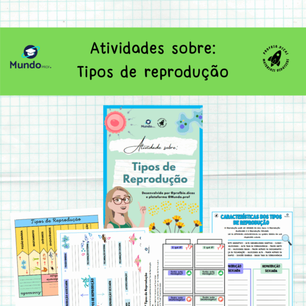 Tipos de Reprodução - Mapa mental, caderno interativo com POP UP e abre e fecha